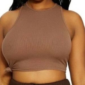 Naked Wardrobe Lori Harvey Side Knot Rib Crop Tank Size 1x